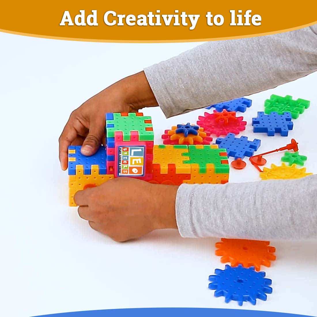 LEO BRICKS®  Now made in India | 111pcs & 222pcs | building blocks & moving gears for kids 3years to 12 years | build multiple variations in 1 box