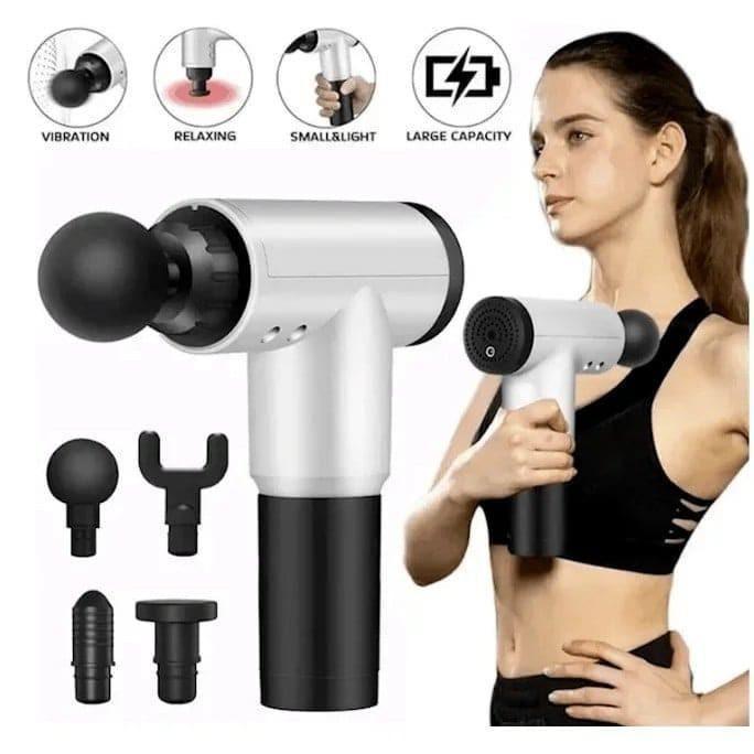 Electric Facial Massage Gun Deep Tissue Percussion Muscle Massage Device for Pain Relief Rechargeable Cordless Handheld with 4 Massage Head