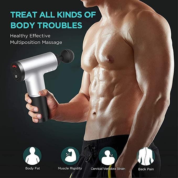 Electric Facial Massage Gun Deep Tissue Percussion Muscle Massage Device for Pain Relief Rechargeable Cordless Handheld with 4 Massage Head