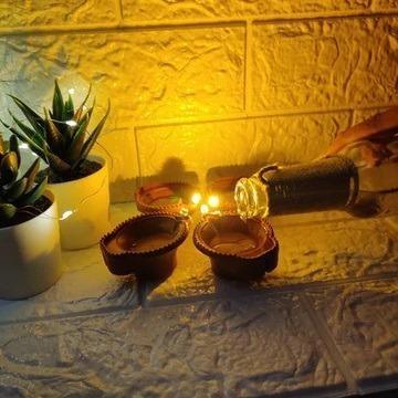 LED Brown Diya with Water Senor Pack of 4